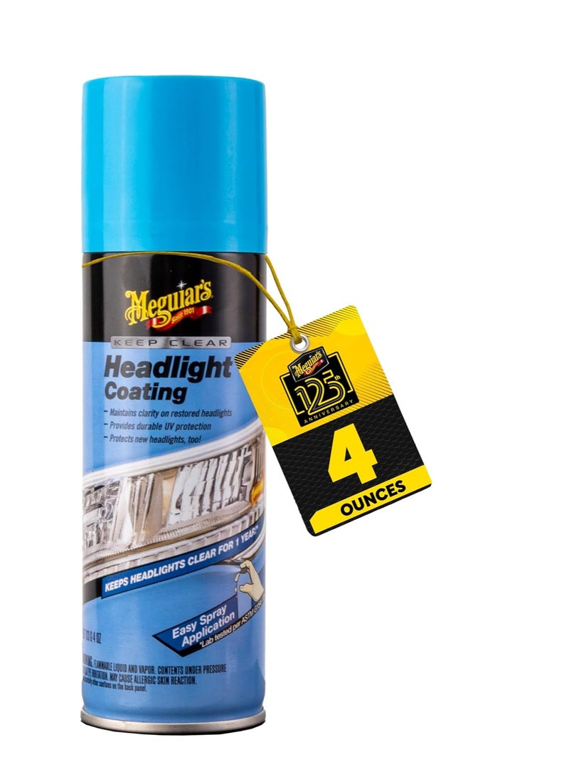 Meguiar's طلاء مصابيح أمامية من ميغواير - حماية دائمة وطويلة الأمد تمنع الأكسدة وتمنع الاصفرار لمدة عام - تطبيق سهل - 4 أونصة بخاخ - Image 1